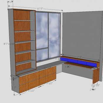 家庭办公室内置书柜SU模型下载_sketchup草图大师SKP模型