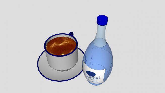 矿泉水和咖啡杯SU模型下载_sketchup草图大师SKP模型