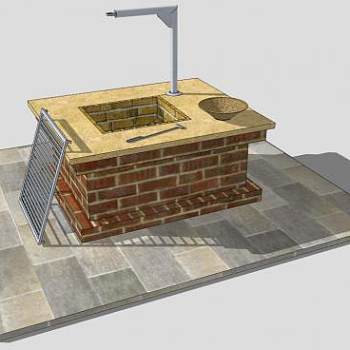 户外砖石烧烤架SU模型下载_sketchup草图大师SKP模型