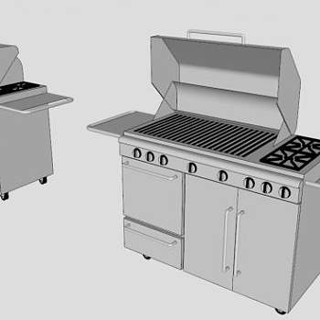 不锈钢烟熏烧烤炉SU模型下载_sketchup草图大师SKP模型