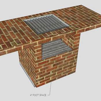 红砖石木炭烧烤架SU模型下载_sketchup草图大师SKP模型