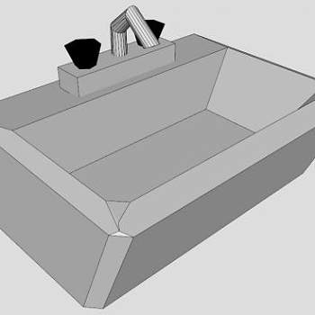 方形水槽双开龙头SU模型下载_sketchup草图大师SKP模型