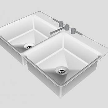 厨房不锈钢双水槽SU模型下载_sketchup草图大师SKP模型