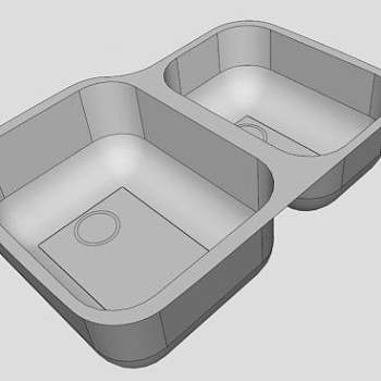 下置式异形双盆水槽SU模型下载_sketchup草图大师SKP模型