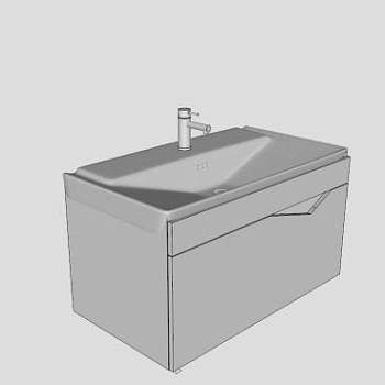 一体式简约台盆SU模型下载_sketchup草图大师SKP模型