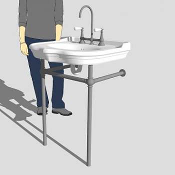 洗脸盆铜管支架SU模型下载_sketchup草图大师SKP模型