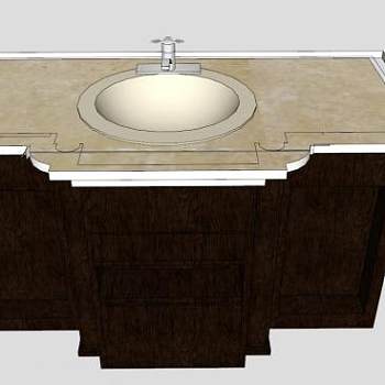 欧式台下盆浴室柜SU模型下载_sketchup草图大师SKP模型