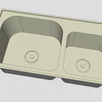 不锈钢异形双盆水槽SU模型下载_sketchup草图大师SKP模型