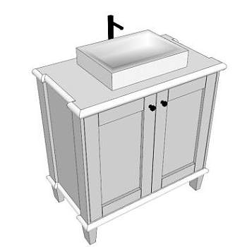 台上盆一体柜SU模型下载_sketchup草图大师SKP模型