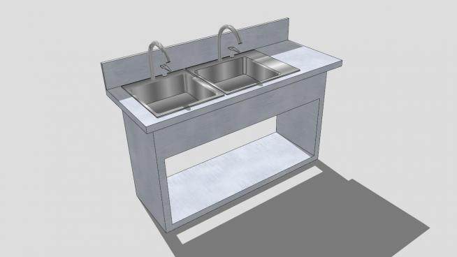 厨房双水槽柜SU模型下载_sketchup草图大师SKP模型