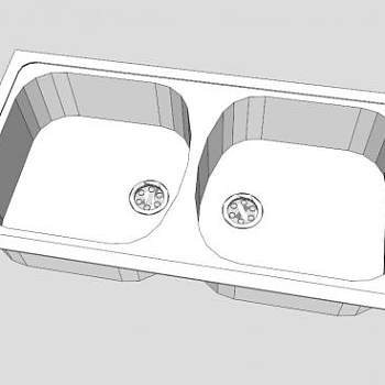 厨房双盆洗涤槽SU模型下载_sketchup草图大师SKP模型