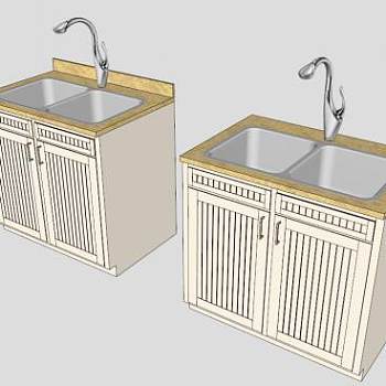 双水槽橱柜SU模型下载_sketchup草图大师SKP模型