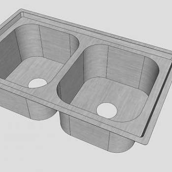 工厂厨房双水槽SU模型下载_sketchup草图大师SKP模型