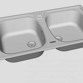 弗兰卡厨房双盆水槽SU模型下载_sketchup草图大师SKP模型