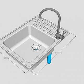 龙头水槽和排水管SU模型下载_sketchup草图大师SKP模型