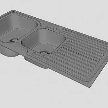 不锈钢双槽厨盆SU模型下载_sketchup草图大师SKP模型