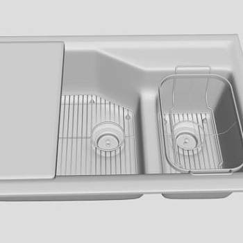 现代简洁搪瓷铸铁厨盆SU模型下载_sketchup草图大师SKP模型