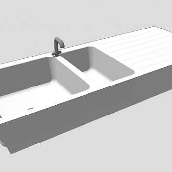 现代厨房双盆水槽SU模型下载_sketchup草图大师SKP模型