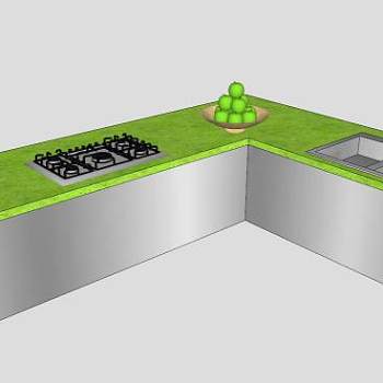 现代转角厨柜SU模型下载_sketchup草图大师SKP模型