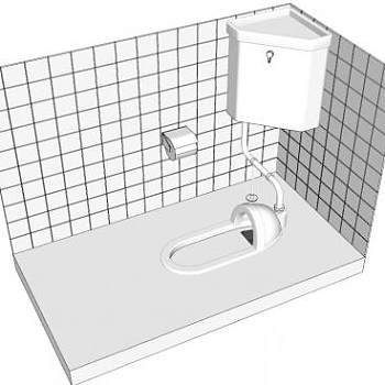 和式冲水箱厕所SU模型下载_sketchup草图大师SKP模型