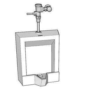 小便斗和冲水阀SU模型下载_sketchup草图大师SKP模型