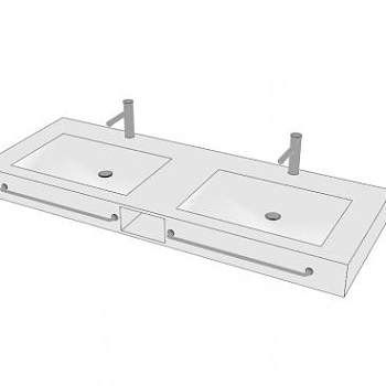 方形双水槽SU模型下载_sketchup草图大师SKP模型