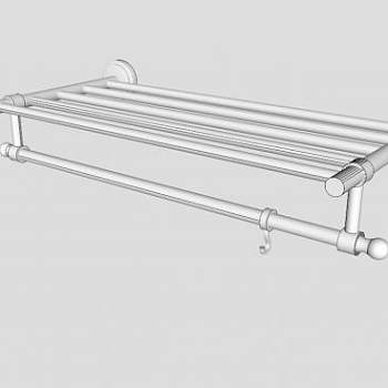 浴室毛巾架带挂钩SU模型下载_sketchup草图大师SKP模型