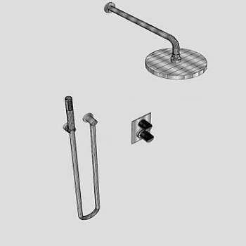 头顶固定式花洒组合SU模型下载_sketchup草图大师SKP模型