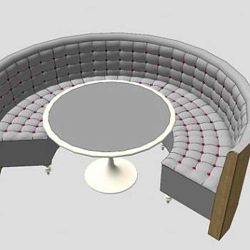 簇绒圆形餐厅卡座SU模型下载_sketchup草图大师SKP模型