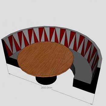 半圆形餐厅卡座SU模型下载_sketchup草图大师SKP模型