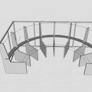 半圆形展台卡座SU模型下载_sketchup草图大师SKP模型