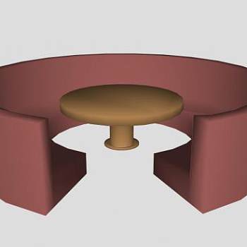 带展位圆形餐桌SU模型下载_sketchup草图大师SKP模型