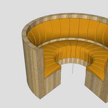 直径圆形皮革沙发SU模型下载_sketchup草图大师SKP模型