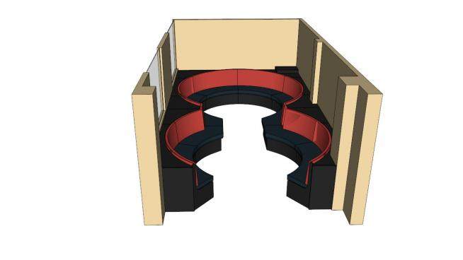 固定座位圆形沙发SU模型下载_sketchup草图大师SKP模型