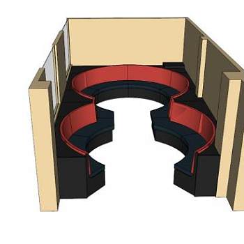 固定座位圆形沙发SU模型下载_sketchup草图大师SKP模型