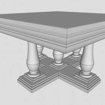 白色方形餐桌SU模型下载_sketchup草图大师SKP模型