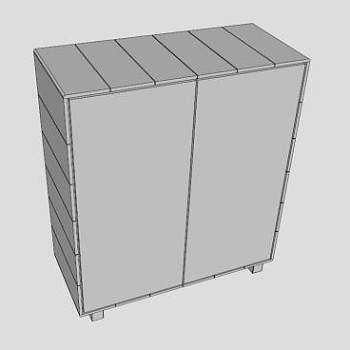 简易白色推门衣柜SU模型下载_sketchup草图大师SKP模型