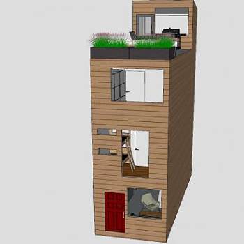 建筑小排房子SU模型下载_sketchup草图大师SKP模型