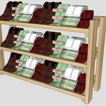 松木鞋架SU模型下载_sketchup草图大师SKP模型