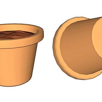 现代紫砂盆花盆SU模型下载_sketchup草图大师SKP模型