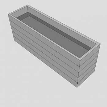 木制白色板条花盆SU模型下载_sketchup草图大师SKP模型