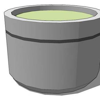 混凝土圆花盆SU模型下载_sketchup草图大师SKP模型