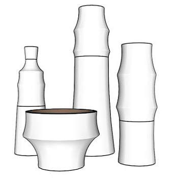 手抛陶瓷容器SU模型下载_sketchup草图大师SKP模型