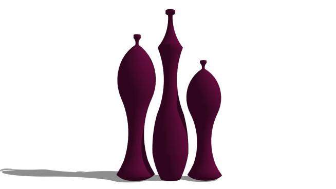 紫色陶瓷装饰杯SU模型下载_sketchup草图大师SKP模型