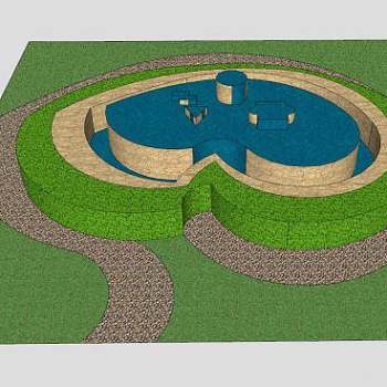 喷泉装饰树篱SU模型下载_sketchup草图大师SKP模型