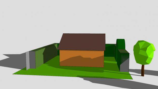 拱形树篱的房子SU模型下载_sketchup草图大师SKP模型