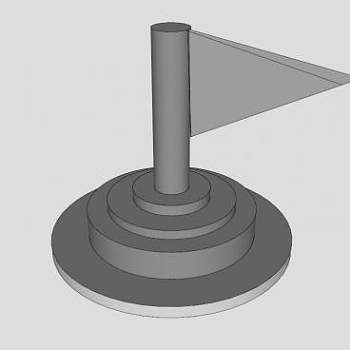 现代摆件旗杆SU模型下载_sketchup草图大师SKP模型