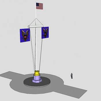 五角大楼旗杆SU模型下载_sketchup草图大师SKP模型