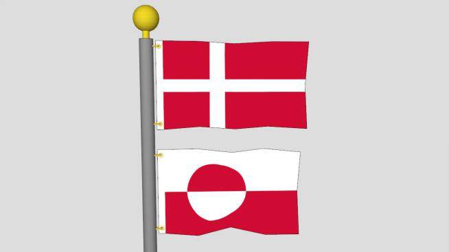 丹麦和格陵兰旗杆SU模型下载_sketchup草图大师SKP模型