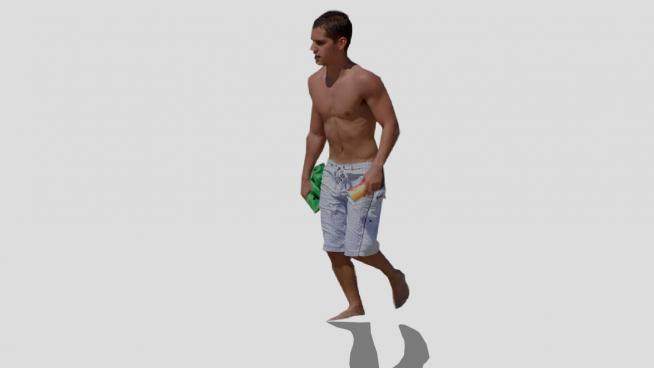 沙滩散步的男人SU模型下载_sketchup草图大师SKP模型